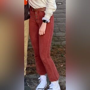 Madewell Cali-Demi Boot Jeans in Corduroy (Rust/Red)